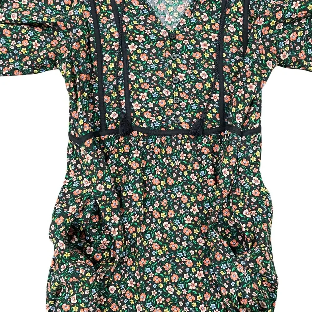 Old Navy Floral Maxi Dress Puff Sleeve Boho Cottagecore Pockets XS - Picture 5 of 10